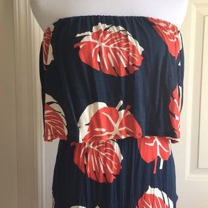 Flirty Hawaiian print strapless maxi